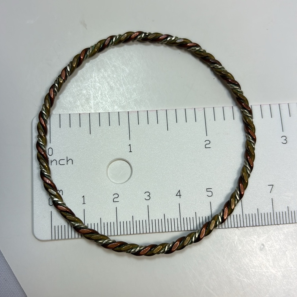 Copper twist bangle bracelet vintage jewelry unisex - Picture 5 of 5